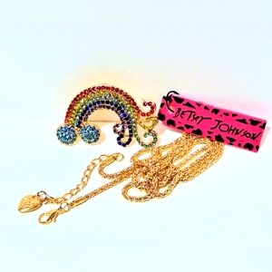 Rare Rainbow rhinestone brooch/pin/pendant gold tone with a gift